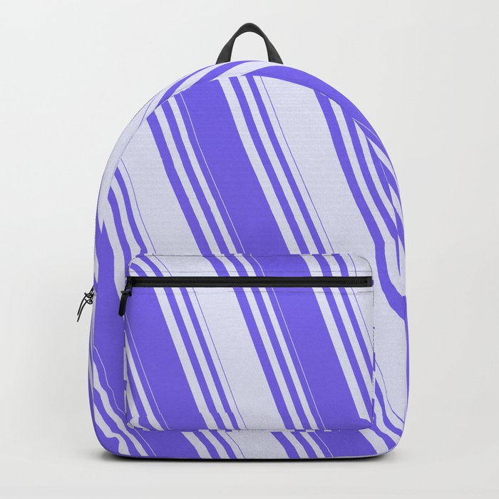 Medium Slate Blue & Lavender Colored Striped Pattern Backpack