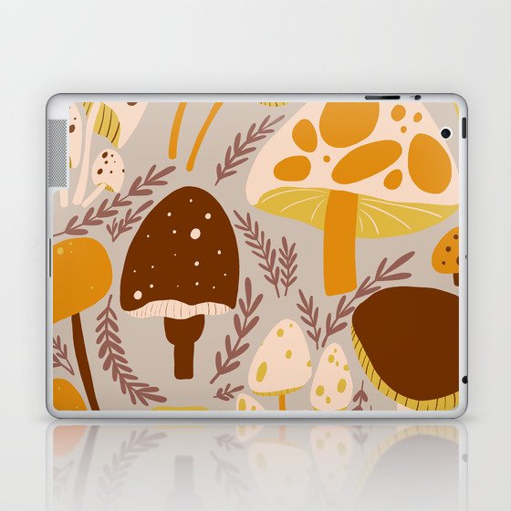 Mushrooms - Orange & Brown Laptop & iPad Skin