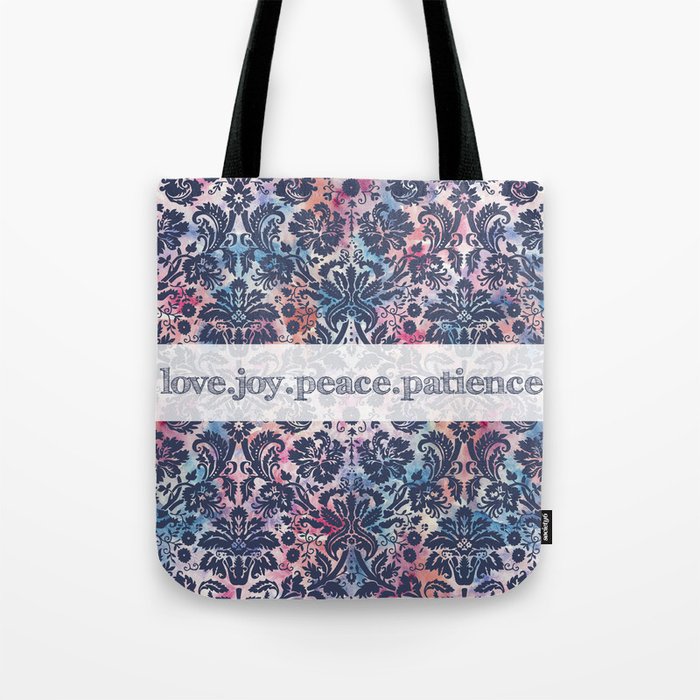 Love.Joy.Peace.Patience Tote Bag by Amazed by Grace Society6