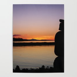 Inukshuk Sunset Silhouette  Poster