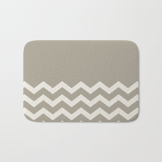 Chevron Colorblock Alabaster Blue Gray Bath Mat