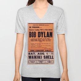 Vintage 1965 Waikiki Shell Hawaii Bob Dylan Concert Poster V Neck T Shirt