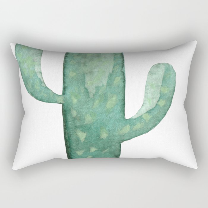 Arizona Mint Cactus on White Rectangular Pillow