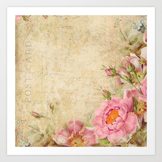Vintage old love letter roses #10 Art Print