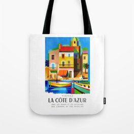 1963 Cote d'Azur French Riviera Vintage World Travel Poster Tote Bag