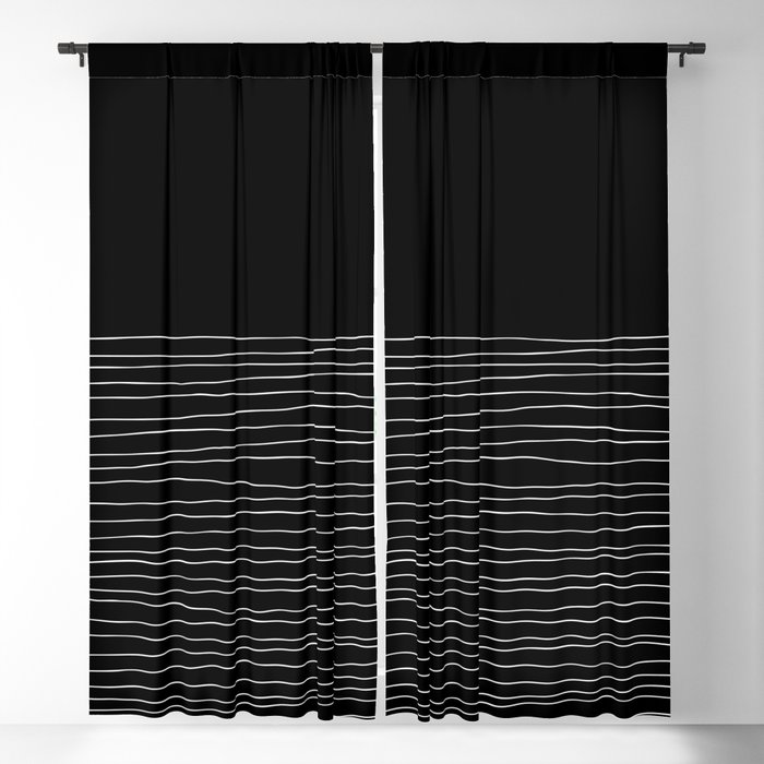 Hand Striped black and white Blackout Curtain