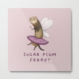 Sugar Plum Ferret Metal Print | Magic, Cute, Kawaii, Drawing, Pet, Imp, Weasel, Fairy, Fluffy, Ballet 