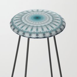 Flowery mandala in blue and gray tones Counter Stool