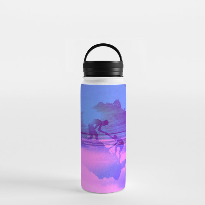 Friendship Mountain Colorful Surreal Nature Pink Blue Water Bottle