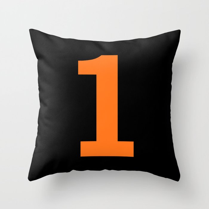 Number 1 (Orange & Black) Throw Pillow