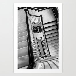New York stairwell Art Print | Step, Usa, New, Stairs, City, Manhattan, Staircase, American, Black and White, Digital 