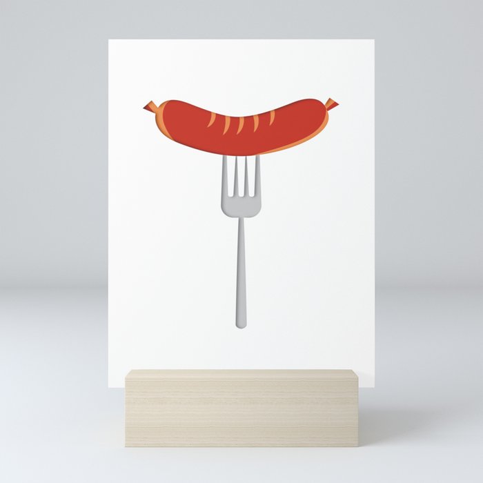 Feed Me Sausage on a Fork Mini Art Print