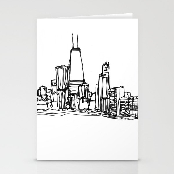 Chicago Skyline A Continuous Line Drawing Stationery Cards By Kendrashedenhelm Society6