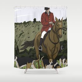 Fox Hunt with Horse and Dogs - Red Jacket Shower Curtain