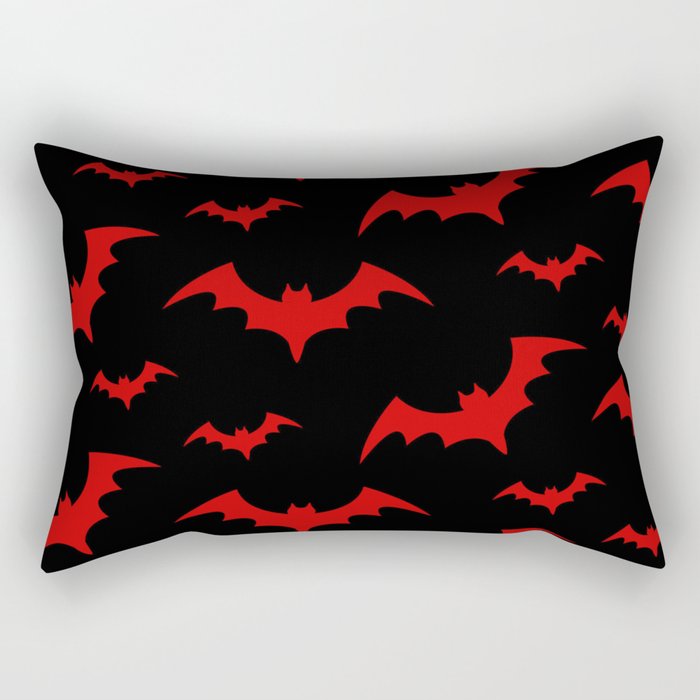 Halloween Bats Black & Red Rectangular Pillow