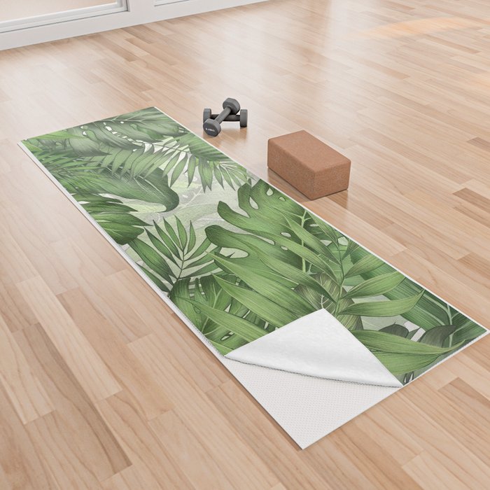 Tropical Jungle Leaf Botanical Yoga Towel