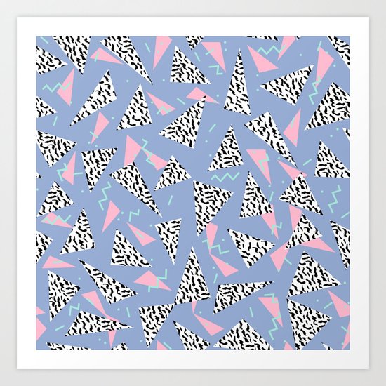 Trendy triangles geometric pop pattern pink black and white minimal gifts Art Print