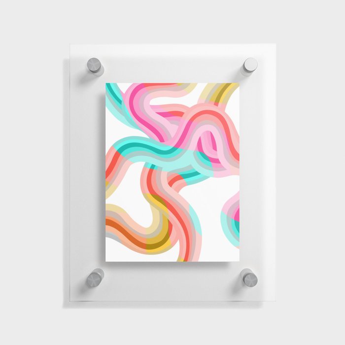 Neon Pastel Rainbows Dance Floating Acrylic Print