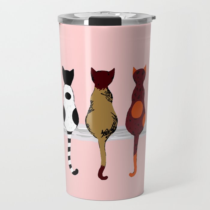 Cat Fence Sitters (Pink) Travel Mug