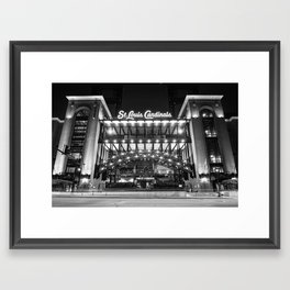 Echoes Of The Game At Saint Louis Ballpark - Black And White Framed Art Print