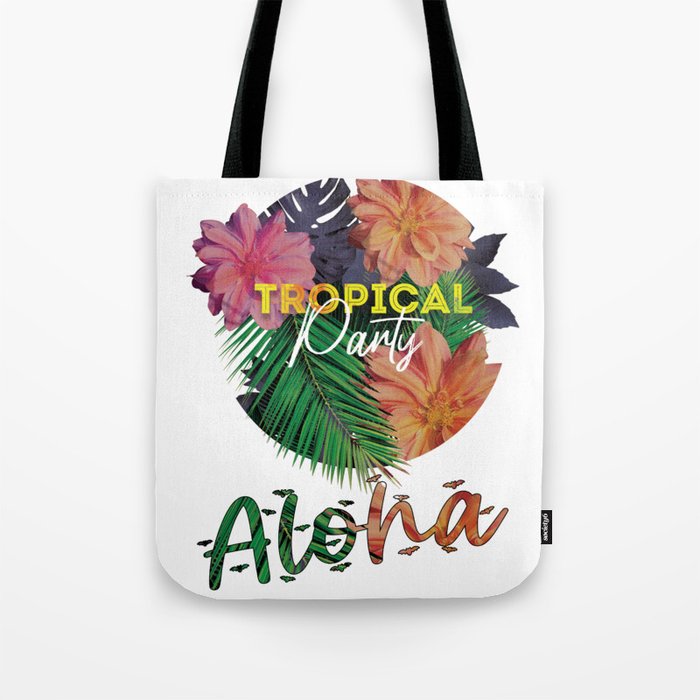 Tropical Party, Aloha Hawaii Palm Tree Hawaiian Beach Tote Bag