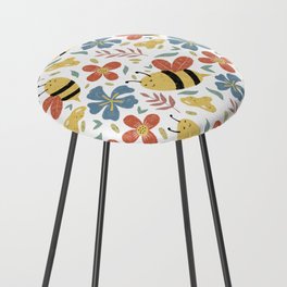 Cute Honey Bees and Flowers Counter Stool
