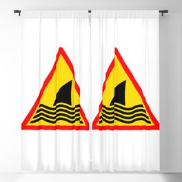 Shark Warning Sign Black Sticker Yellow and Orange Blackout Curtain