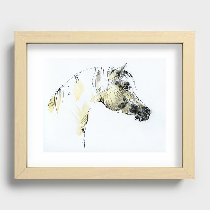 Arabian horse head ink art Recessed Framed Print
