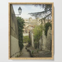 Vieux-Lyon steps | Down the hill from Fourviere to Saint Jean, Lyon, France Serving Tray