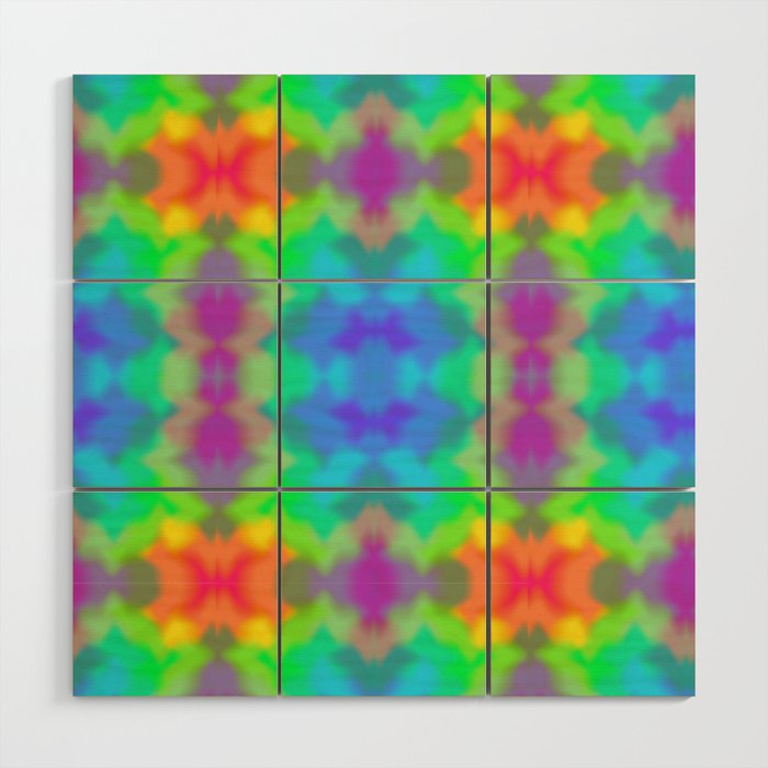 Rainbow Multicolored Watercolor Abstract Tie Dye Wood Wall Art