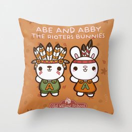 Abe and Abby the Rioters Bunnies Throw Pillow