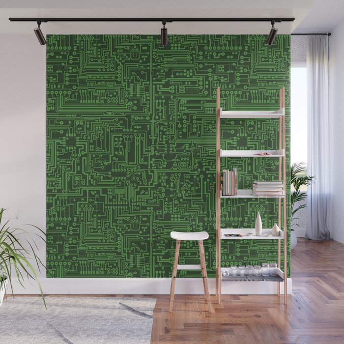 Retro Geometric wall mural  Green wallpaper - belarteSTUDIO.