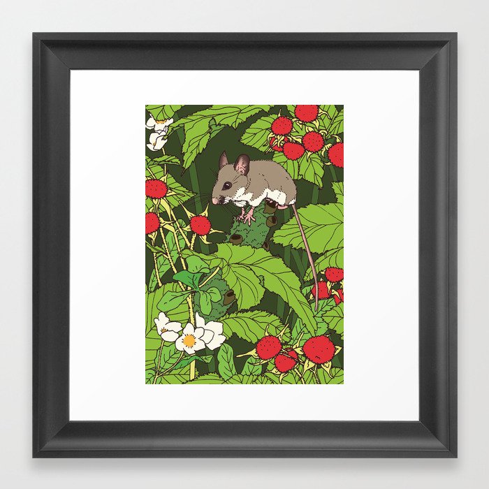 Mouse & Thimbleberry Framed Art Print