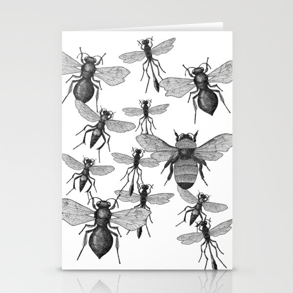 Bees and wasp Flying Stationery Cards