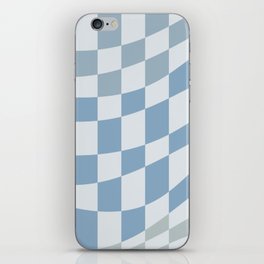 Soft blue wavy checked iPhone Skin