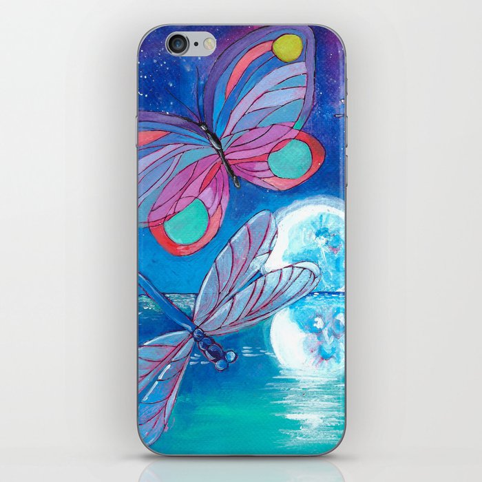 Butterfly, Dragonfly & the Moon iPhone Skin
