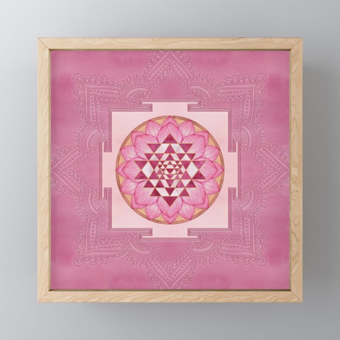 Sri Yantra  / Sri Chakra in lotus Framed Mini Art Print