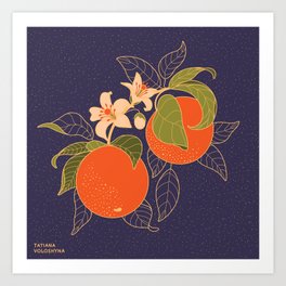 Orange Branch Art Print