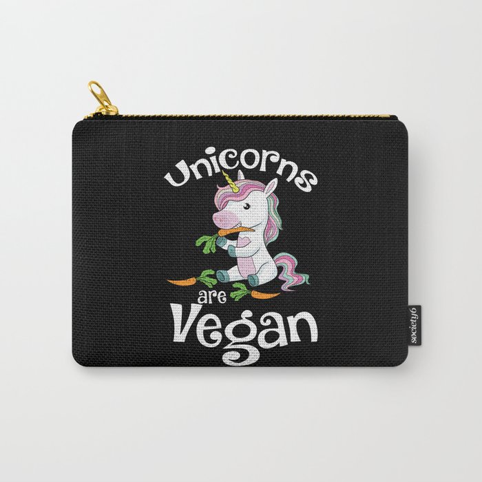 Unicorn Statement: Unicorns Are Vegan I Vegetable I Carrot I Gift Carry-All Pouch