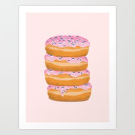 Pink Sprinkle Donuts Stack Art Print