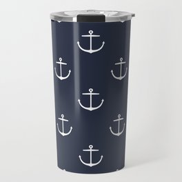 Yacht style. Anchor. Navy blue. Travel Mug