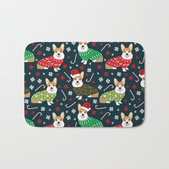 Corgi christmas sweater ugly sweater party with welsh corgis dog lovers dream christmas Bath Mat
