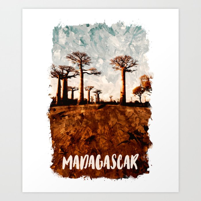 Madagascar Africa city watercolor Art Print