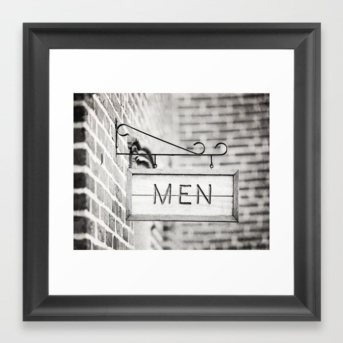 Men Bathroom Sign, Men's Restroom Framed Art Print