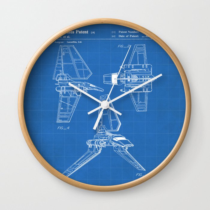 Sci-Fi Films Patent - Science Fiction Fan Spaceship Art Art - Blueprint Wall Clock