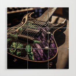 Comic Book Electric Guitar - Oil Style Wood Wall Art