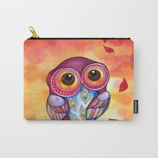 Owl's First Fall Leaf Carry-All Pouch