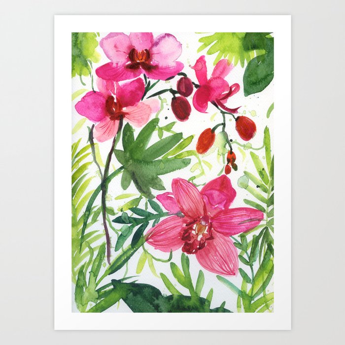 orchideas: watercolor pattern Art Print