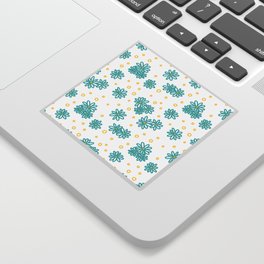 Daisies and Dots - Turquoise and Yellow Sticker