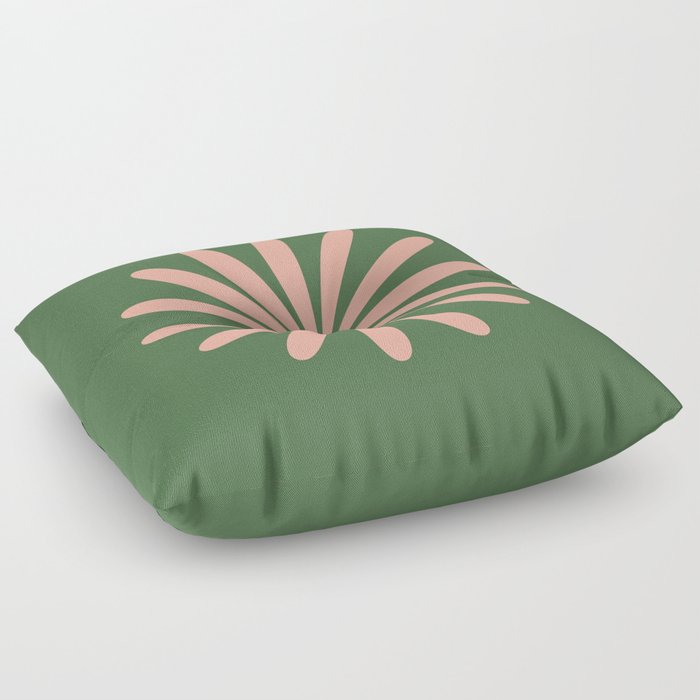 Big Daisy Retro Minimalism in Blush and Green Floor Pillow
